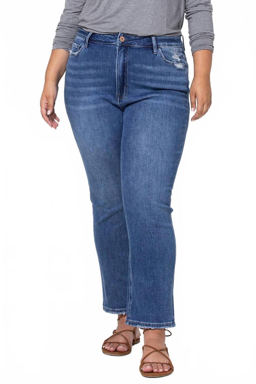 NEW VERVET BY FLYING MONKEY super high rise ankle slim straight jeans in medium